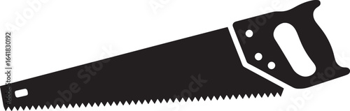 Hand saw silhouette icon. Black and white vector illustration.