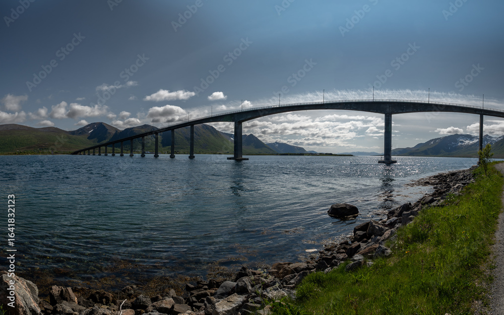 Bridge Andoybrua On Andoya Island From Risoyhamn To Dragnes On Lofotes In Norway Bridge Andoybrua On Andoya Island From Risoyhamn To Dragnes On Lofotes In Norway