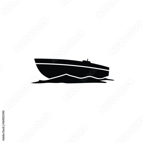 Capsized boat silhouette on water black