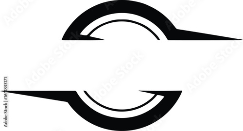 Abstract Symmetrical Winged Design – Minimalist Black Vector with Dynamic Curved Arrow-Like Elements