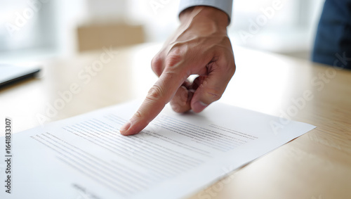 Tableau sur toile Close up of Business Person Pointing to Legal Document for Reviewing Contractual