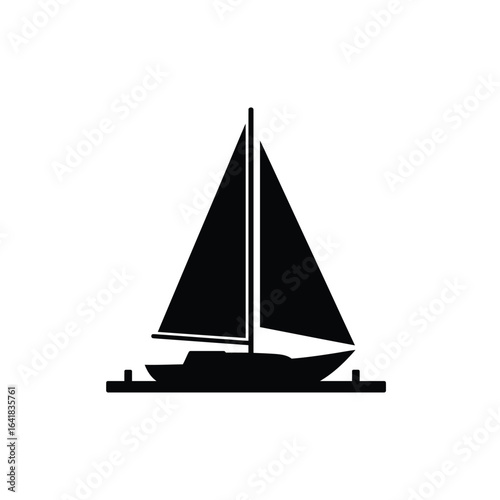 Black sailboat icon on white background sailing watercraft