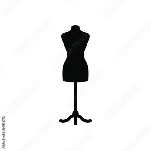 Black mannequin icon on white background dressmaker