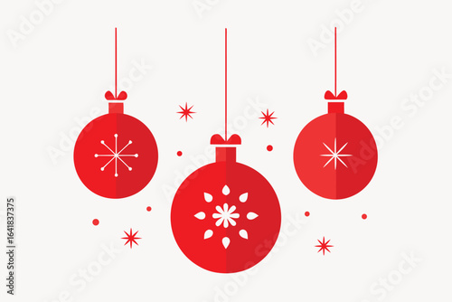 shiny red christmas ornaments hanging from top wi