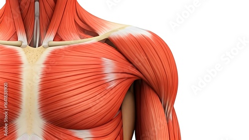 Human Upper Body Muscles 3D Render: Detailed Anatomy of Chest, Shoulder, and Arm