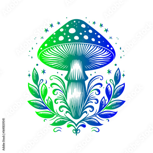 Enchanted Mushroom with Celestial Accents.