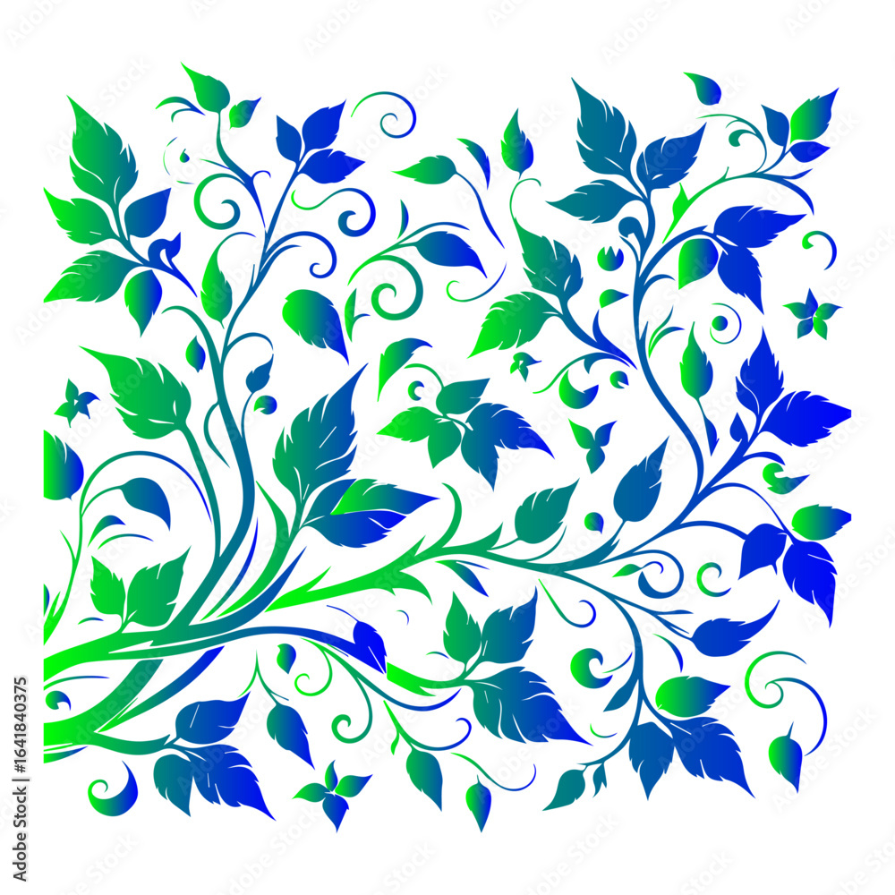 Fototapeta premium Green and Blue Gradient Floral Swirls