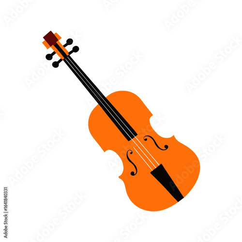 Violin and bow isolated on white background, classical music instrument, wooden violin, string instrument, antique violin, musical object