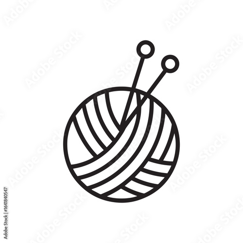 Yarn ball with knitting needles icon in outline style