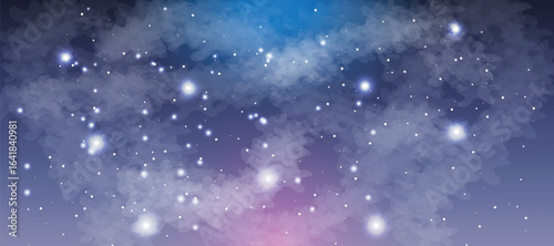 Space galaxy background with many stars. Realistic colorful cosmos with nebula and milky way. Space infinity with milky way starlight glow astronomical vector background