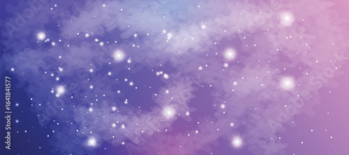 Space galaxy background with many stars. Realistic colorful cosmos with nebula and milky way. Space infinity with milky way starlight glow astronomical vector background
