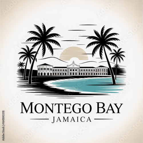 Montego Bay Skyline Silhouette — Tropical Jamaican City Vector Illustration