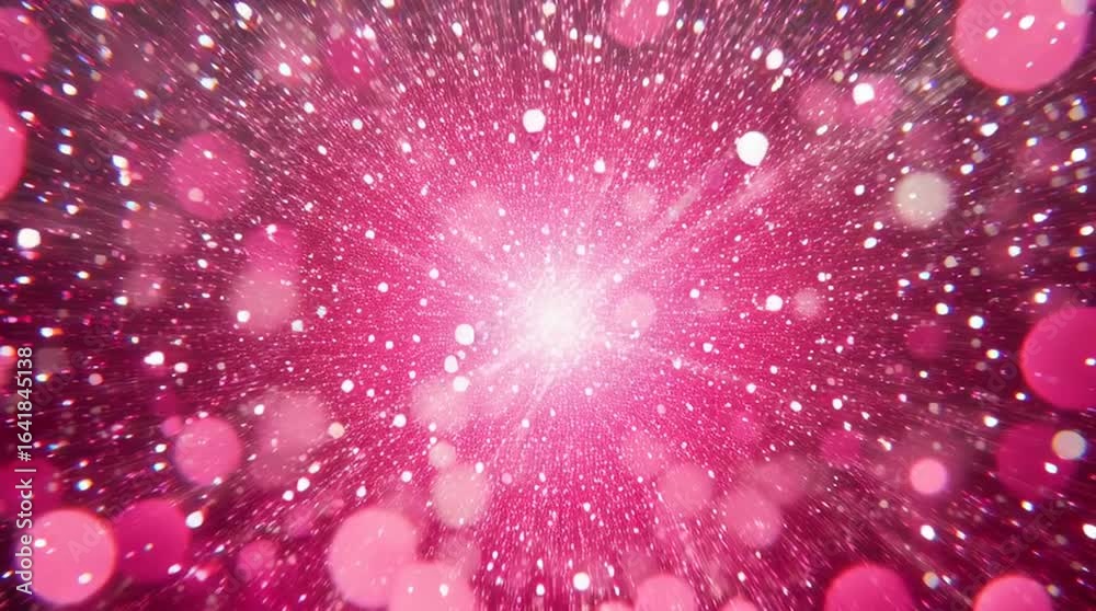Abstract pink background with sparkling particles and bokeh effects, creating a dreamy atmosphere, ideal for design projects and artistic presentations with copy space