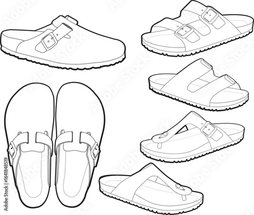 Stylish Casual Sandals Vector Illustration Inspired by Classic Clogs cork sandals