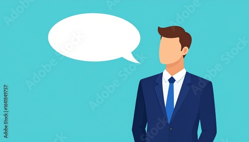 Wallpaper Mural An illustration of a person in a suit with a speech bubble representing an idea or thought. The individual appears to be facing towards the right, pondering on their ideas Torontodigital.ca