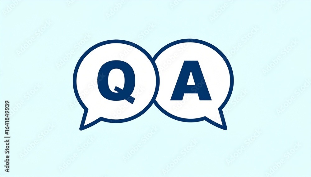 Two interconnected speech bubbles with the letters Q and A, representing questions and answers. Two interconnected speech bubbles with the letters Q and A, representing questions and answers.