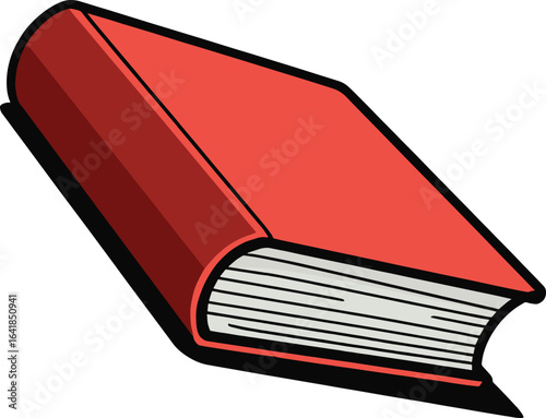 A simple illustration of a closed red book lying on its side