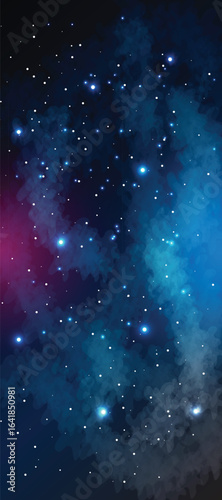 Space galaxy background with many stars. Realistic colorful cosmos with nebula and milky way. Space infinity with milky way starlight glow astronomical vector background