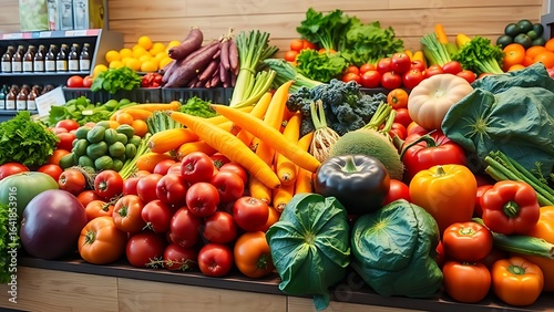 Fresh colorful vegetables neatly displayed, highlighting natural abundance and healthy living.