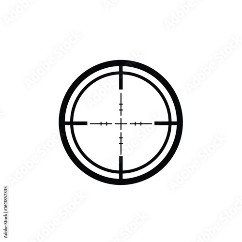 Black crosshair reticle on white target aiming
