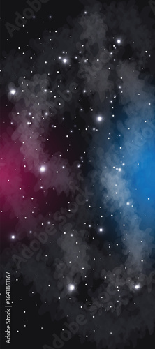 Space galaxy background with many stars. Realistic colorful cosmos with nebula and milky way. Space infinity with milky way starlight glow astronomical vector background