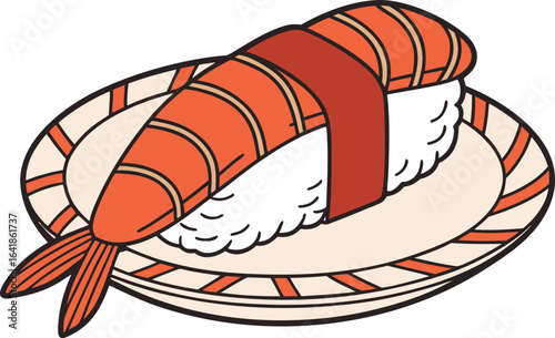 vector Illustration of tamago nigiri sushi roll japanese food tasty delicacy