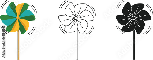 Find spinning pinwheel toy illustrations vector art images