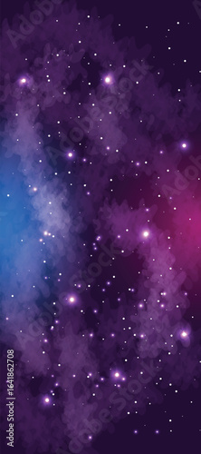 Space galaxy background with many stars. Realistic colorful cosmos with nebula and milky way. Space infinity with milky way starlight glow astronomical vector background