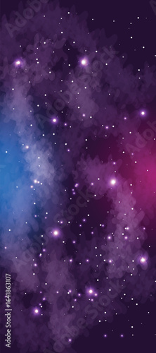 Space galaxy background with many stars. Realistic colorful cosmos with nebula and milky way. Space infinity with milky way starlight glow astronomical vector background