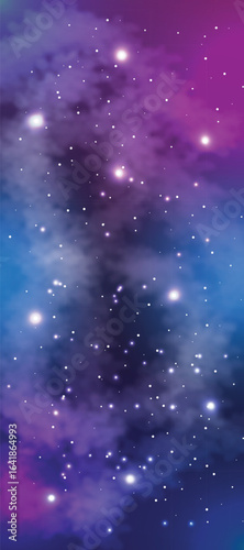 Space galaxy background with many stars. Realistic colorful cosmos with nebula and milky way. Space infinity with milky way starlight glow astronomical vector background