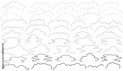 50 sets of thin and thick line doodle shapes to complete the image of clouds, leaves, grass and ocean waves. Vector