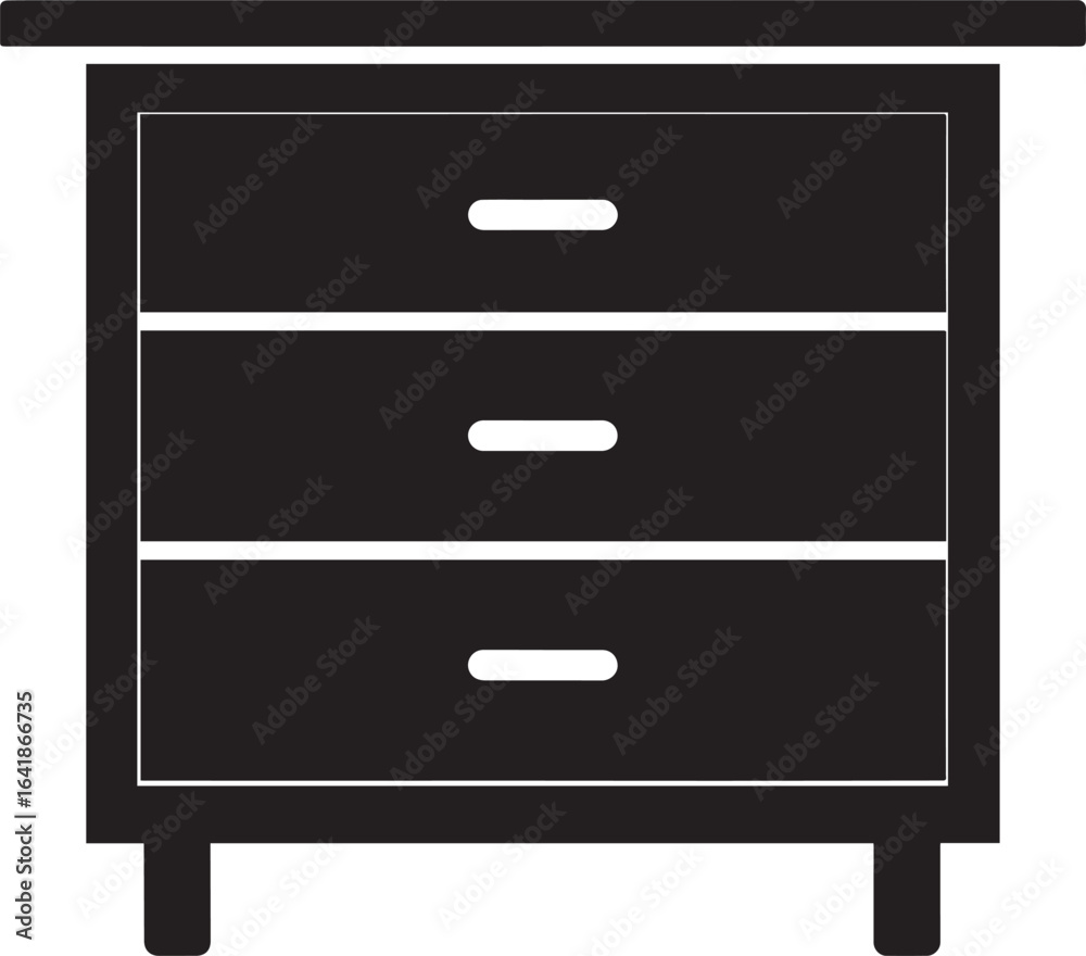 Drawer Silhouette in Black | Furniture Storage Cabinet Illustration Drawer Silhouette in Black | Furniture Storage Cabinet Illustration