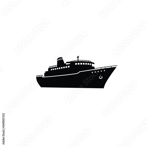 Black silhouette of a cruise ship vessel