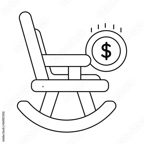 Retirement income and financial planning for old age savings investment pension icon vector illustration with chair and dollar symbol.