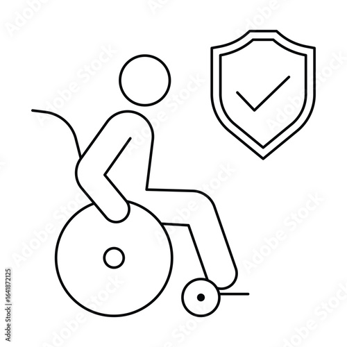 Disability protection and wheelchair accessibility with health insurance safety support care icon vector illustration for inclusive mobility assistance concept.