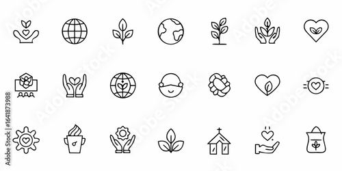Sustainable Fair Trade Vector Glyph Icons – Ethical Farming, Community Empowerment, and Eco-Friendly Product Symbols for CSR and Branding

