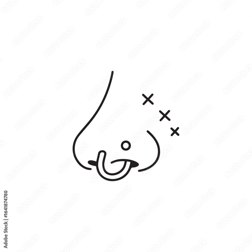 Fototapeta premium Nose piercing icon in outline style