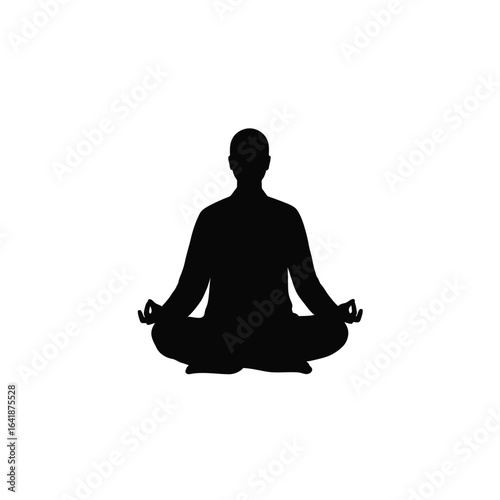 Silhouette meditation pose with hands on knees person