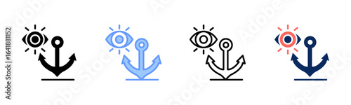 Vision Anchor icon set multiple style collection
