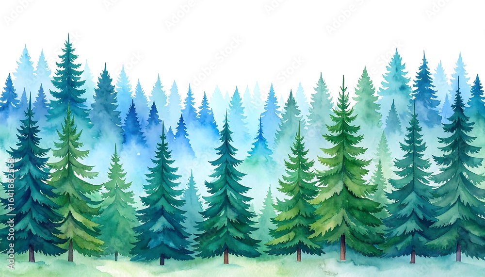 Obraz premium Watercolor forest scene