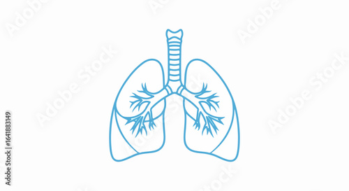 Light Blue Lungs Outline with Trachea and Bronchial Tree