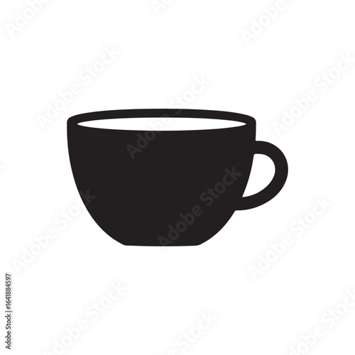 Cup vector icon. Illustration on a flat design stylle in black and white colours. Suitable for menu in coffee-shop , cafe
