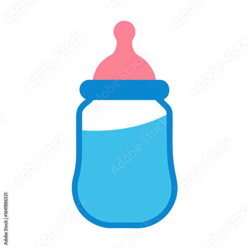 Baby bottle with pacifier on white background