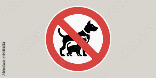 Free Download No Pets Allowed Sign with Dog and Cat in a Red Circle with a Diagonal Line indicating prohibition for pet owners - GFXLoad