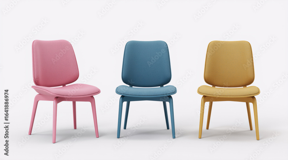 Fototapeta premium Multicolored chairs on a white background