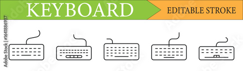 Keyboard linear icons set. A customizable collection of symbols for various computer typing input devices. Editable stroke.