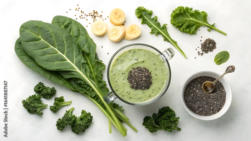 Refreshing Green Smoothie with Kale, Banana, and Chia Seeds Refreshing Green Smoothie with Kale, Banana, and Chia Seeds