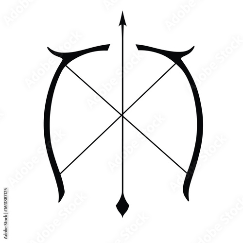 Black crossed bows and arrow symbol archery weapon
