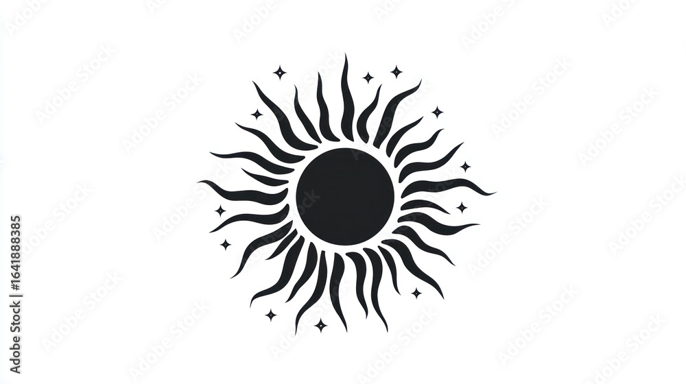 Fototapeta premium Simple sun graphic, stylized design, celestial symbol