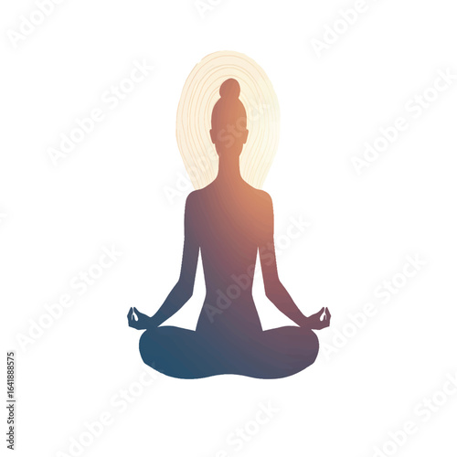 Mindfulness Meditation
Silhouette of a person sitting in a yoga pose, with a calming wave pattern around the head.